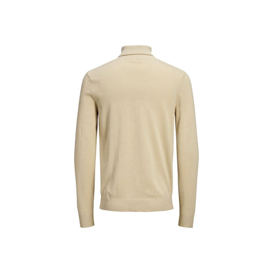 Beige Cotton Turtleneck