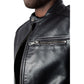 Black Artificial Leather Leather Jacket