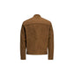 Beige Artificial Leather Full-Length Jacket