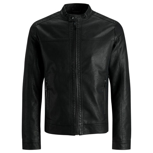 Black Polyamide Leather Jacket