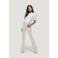 Cream Cotton Bootcut Jeans