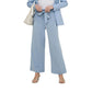 Blue Viscose Casual Pants