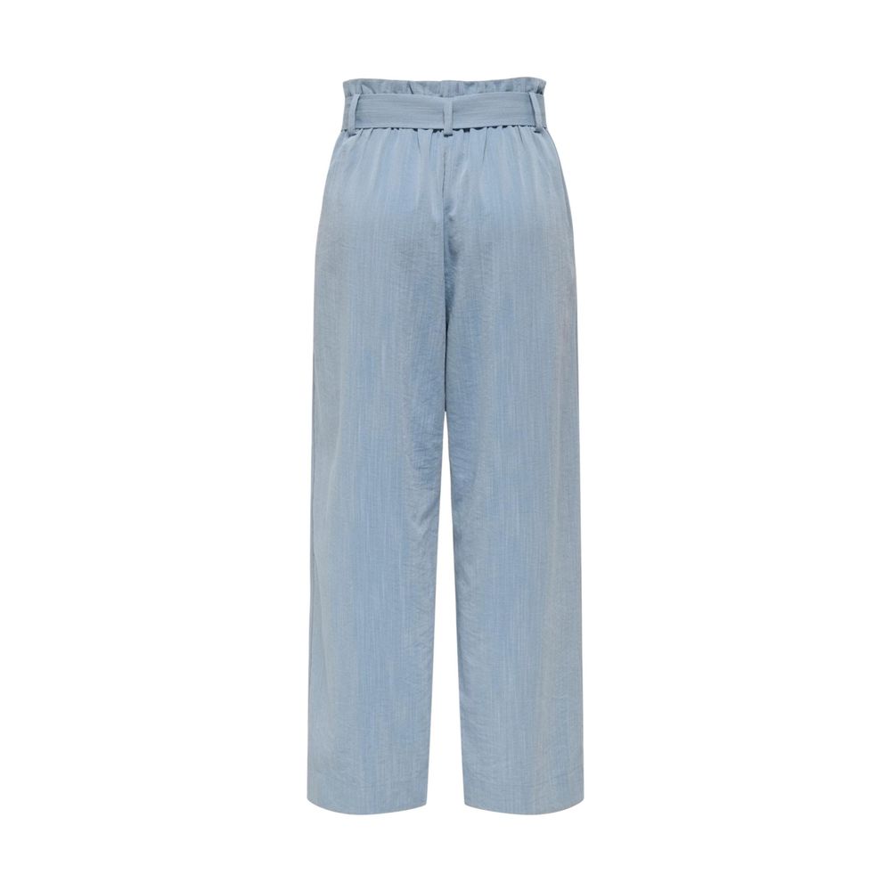 Blue Viscose Casual Pants