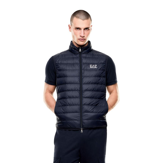 Blue Polyamide Sleeveless Jacket