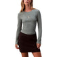 Bicolor Cotton Long Sleeve T-Shirt