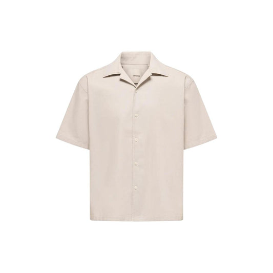 Beige Cotton Shortsleeve Shirt