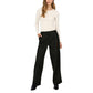 Black Polyester Flared Pants