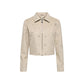Beige Polyester Leather Jacket
