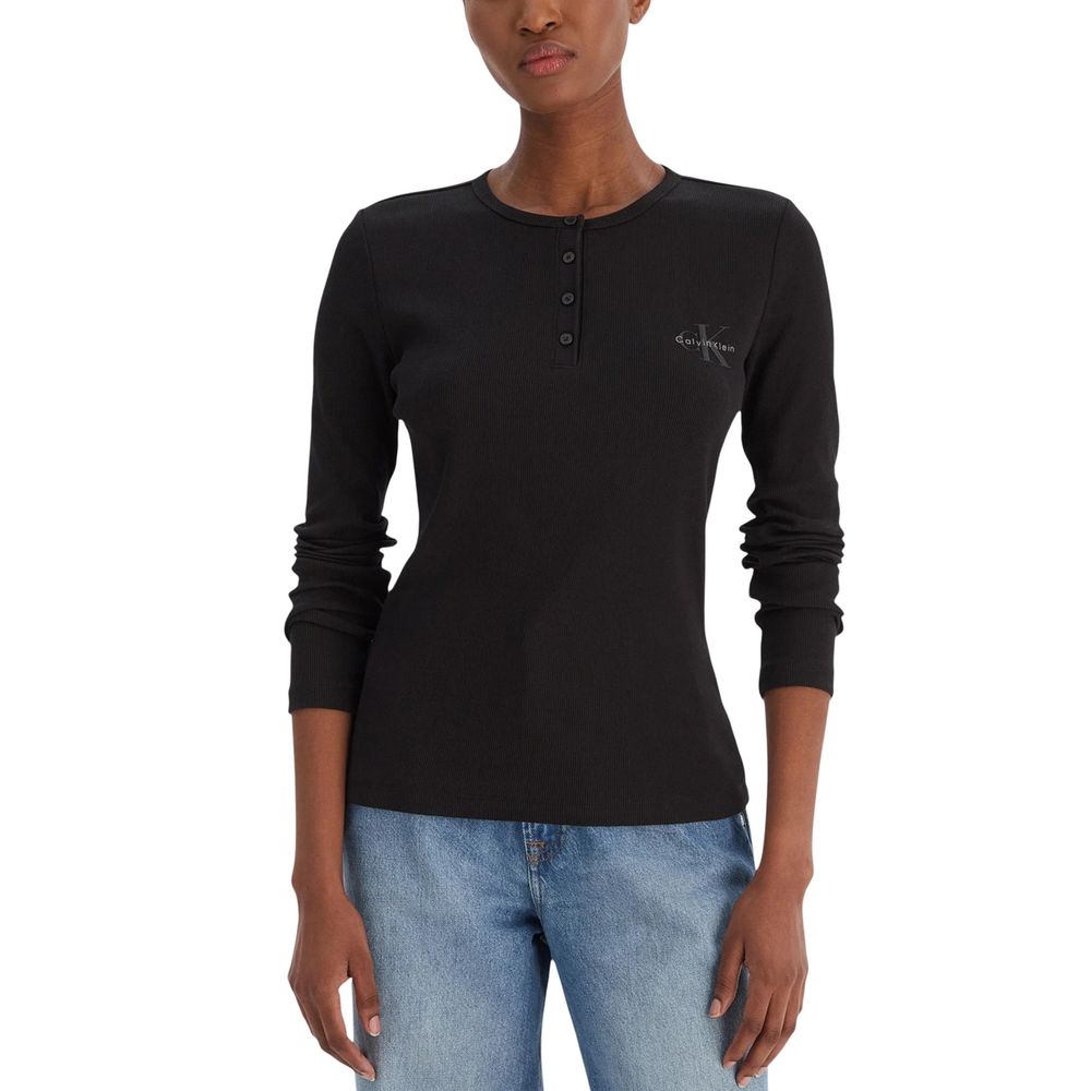 Black Cotton Long Sleeve T-Shirt