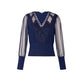 Blue Polyester Long Sleeve T-Shirt