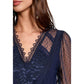 Blue Polyester Long Sleeve T-Shirt