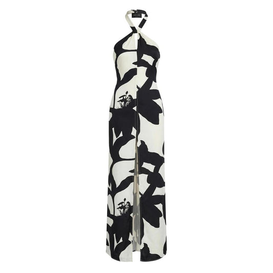 Black And White Viscose Long Dress