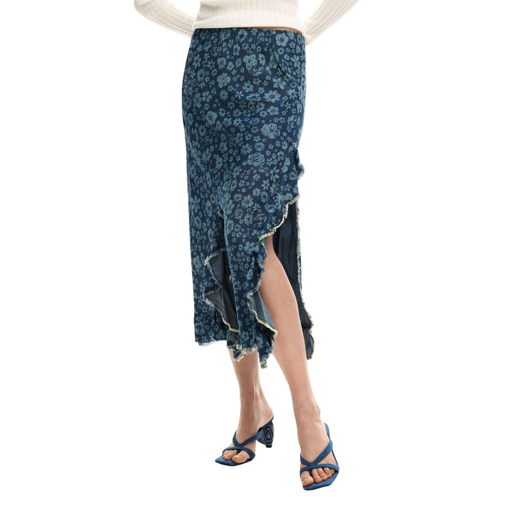 Blue Lyocell Long Skirt