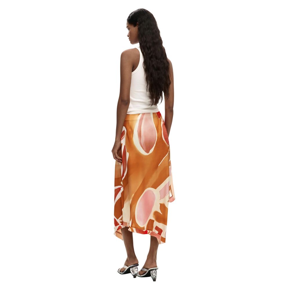Orange Viscose Long Skirt