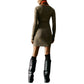 Brown Viscose Midi Dress