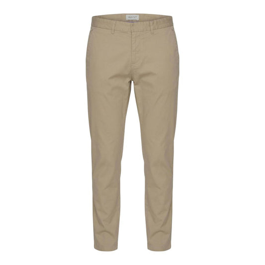 Beige Cotton Skinny Pants
