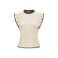 Beige Cotton Sleeveles T-Shirt