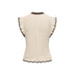 Beige Cotton Sleeveles T-Shirt
