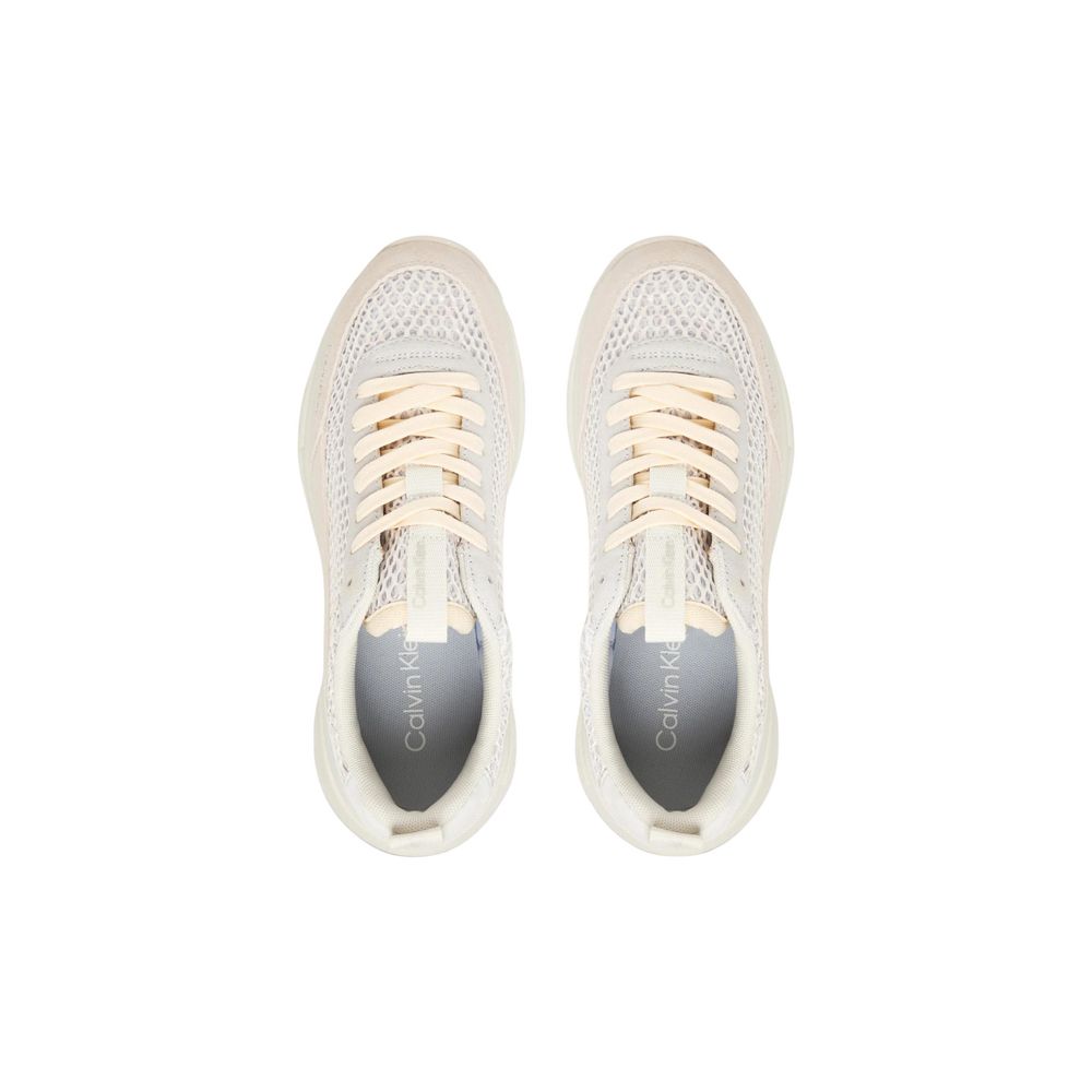 Beige Leather Chunky Sneakers