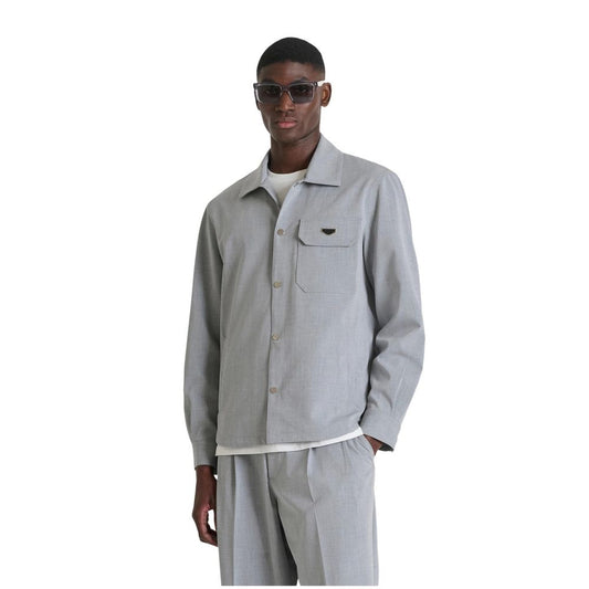 Gray Polyester Dress Shirt