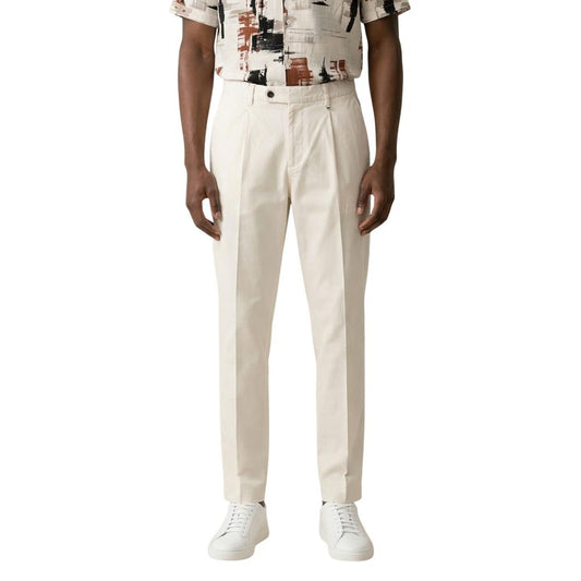 Beige Cotton Casual Pants