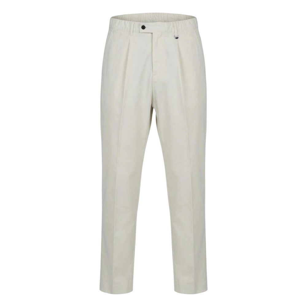 Beige Cotton Casual Pants