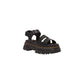 Black Leather Flat Sandals