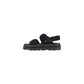 Black Leather Flat Sandals