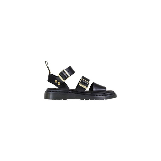 Black Leather Flat Sandals