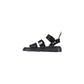 Black Leather Flat Sandals
