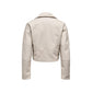 Beige Recycled Polyester Biker Jacket
