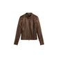 Brown Polyester Full-Length Jacket