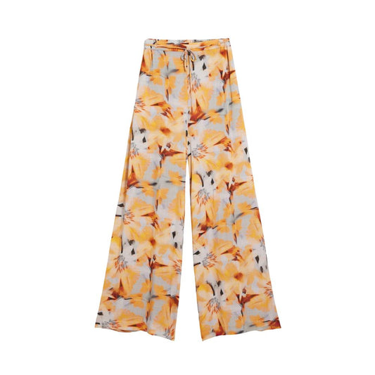 Orange Viscose Casual Pants