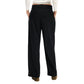 Black Polyester Casual Pants