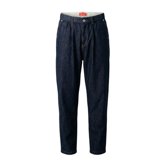 Blue Cotton Casual Pants
