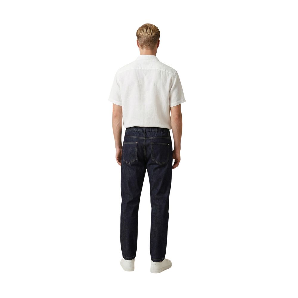 Blue Cotton Casual Pants