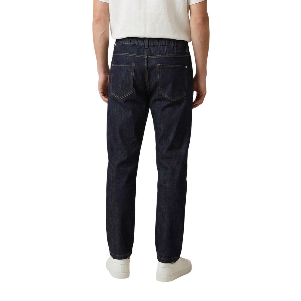 Blue Cotton Casual Pants