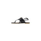Black Leather Flat Sandals