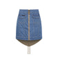 Blue Cotton Women Skirt