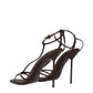 Brown Leather Stiletto Heel Sandals