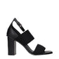 Black Fabric Platform Sandals