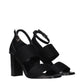 Black Fabric Platform Sandals