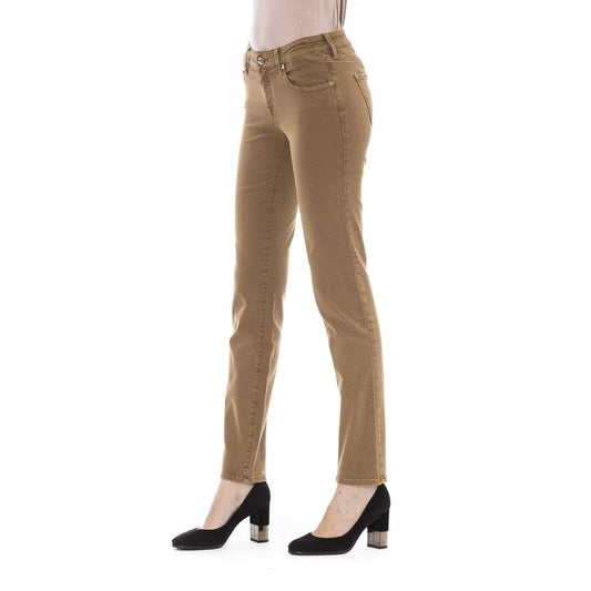 Beige Cotton Women Jeans