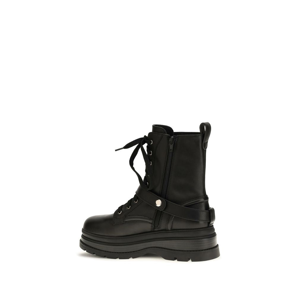 Black Calf Leather Bos Taurus Lace-Up Boots