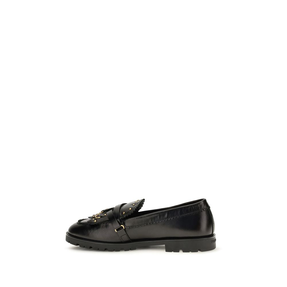 Black Calf Leather Bos Taurus Slip-On Loafers