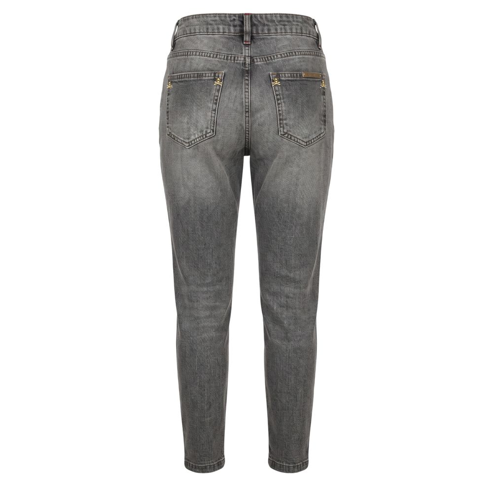 Grey Cotton Women Jeans