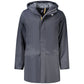Blue Polyester Men's Jacket with Hood and Pockets