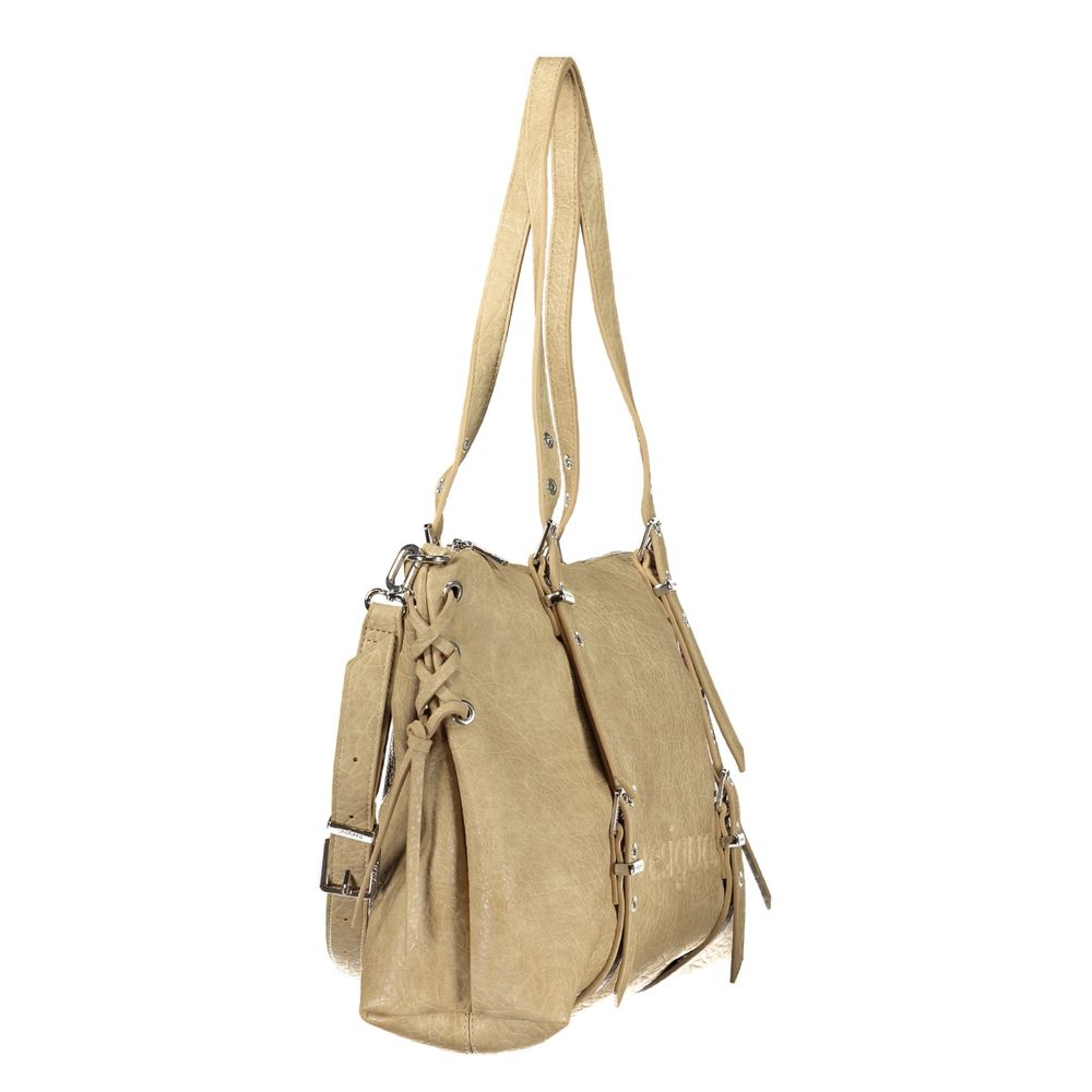 Beige Polyurethane Women's Bag