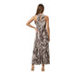 Brown Polyester Long Dress
