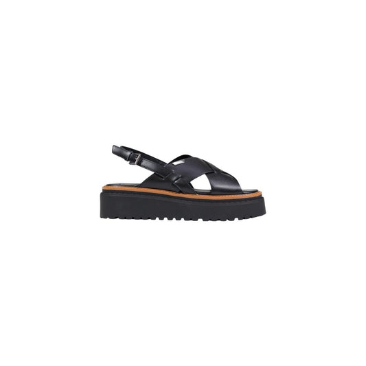 Black Leather Platform Sandals